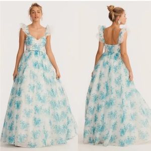 Love shack fancy blue floral gown
